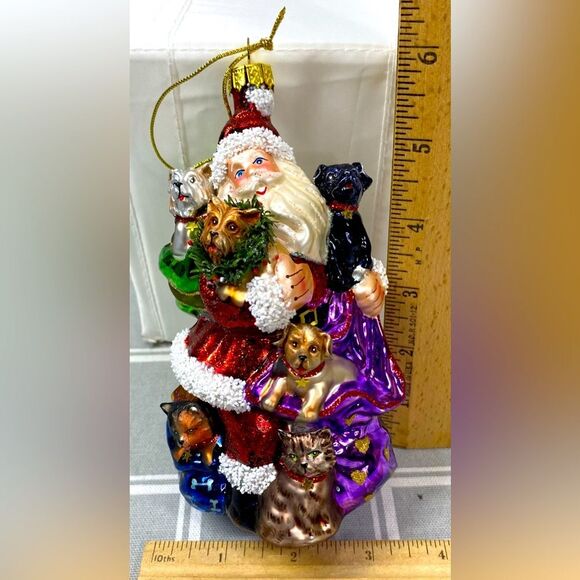 Santa Mercury Glass Ornament Fur Baby Gift Puppy Dogs Kitty Kitten Cats Presents - Picture 7 of 7